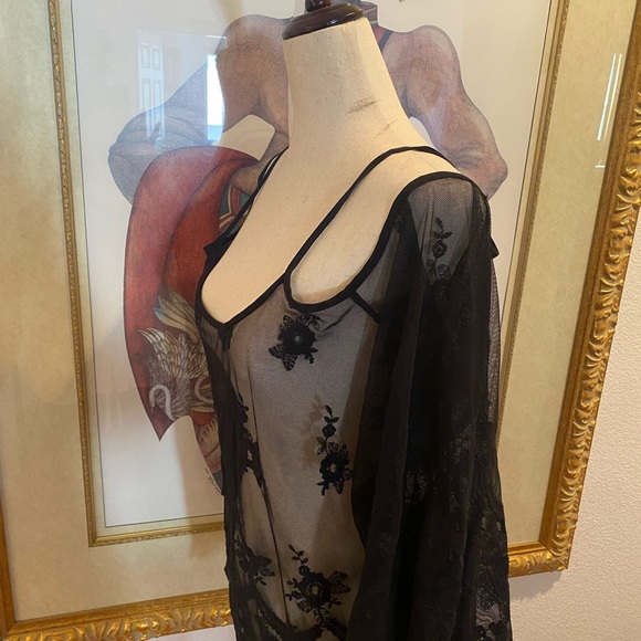 Black off shoulder sheer blouse - Picture 3 of 11